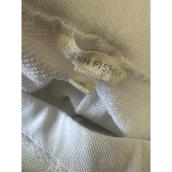 Eileen Fisher Lightweight Organic Cotton Terry Pant Easy Fit Crop Ankle White S - Picture 8 of 14